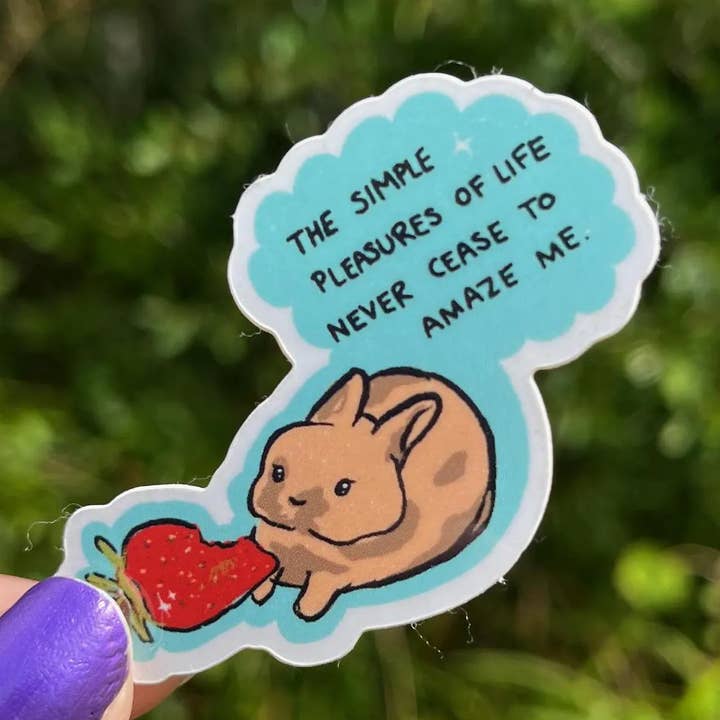 Strawberry Bunny Motivational Sticker for wholesale by Tashie Art