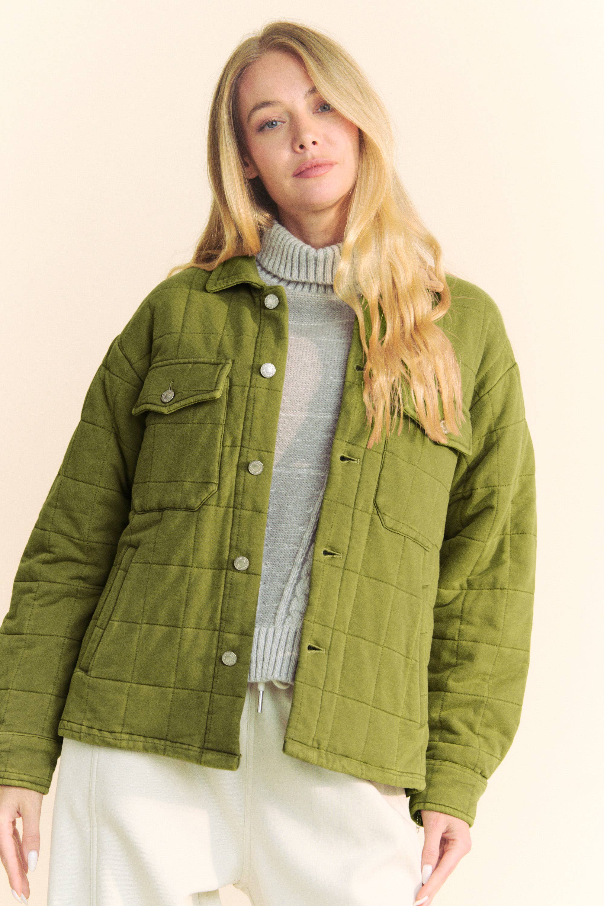 Davi & Dani - Wholesale Jacket - Women's - PLUS POCKET BUTTON FRONT SHACKET SHIRT JACKET15