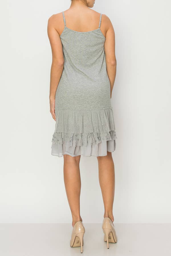 GRIS ROBE OU EXTENSEUR DE ROBE AVEC COUCHE DE DENTELLE -4672 GRIS en vente sur Faire3