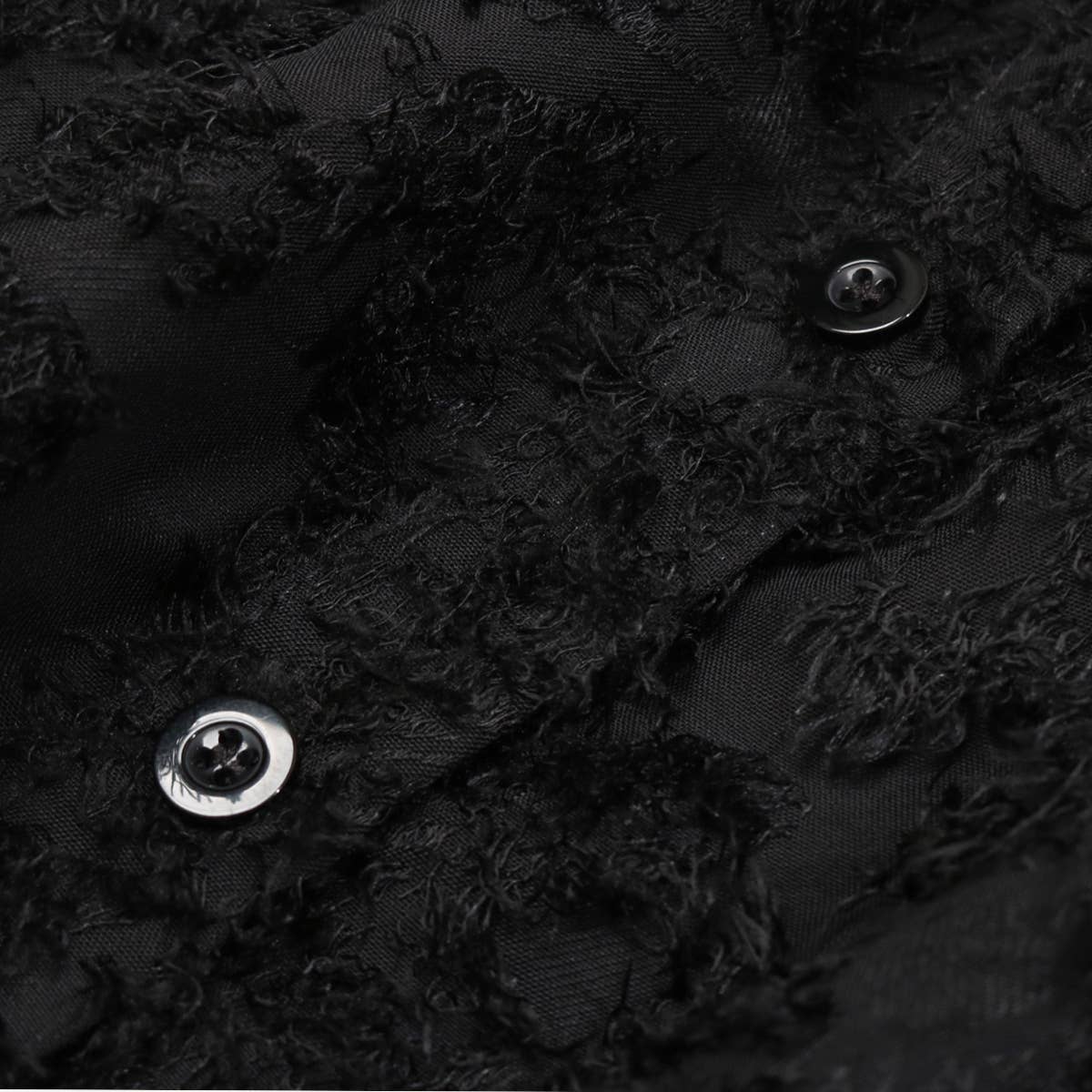 Schwarz Bemerkenswertes gestuftes Minikleid aus Jacquard-Jacquard mit Fransen und Knopfleiste für den Großhandel auf Faire3