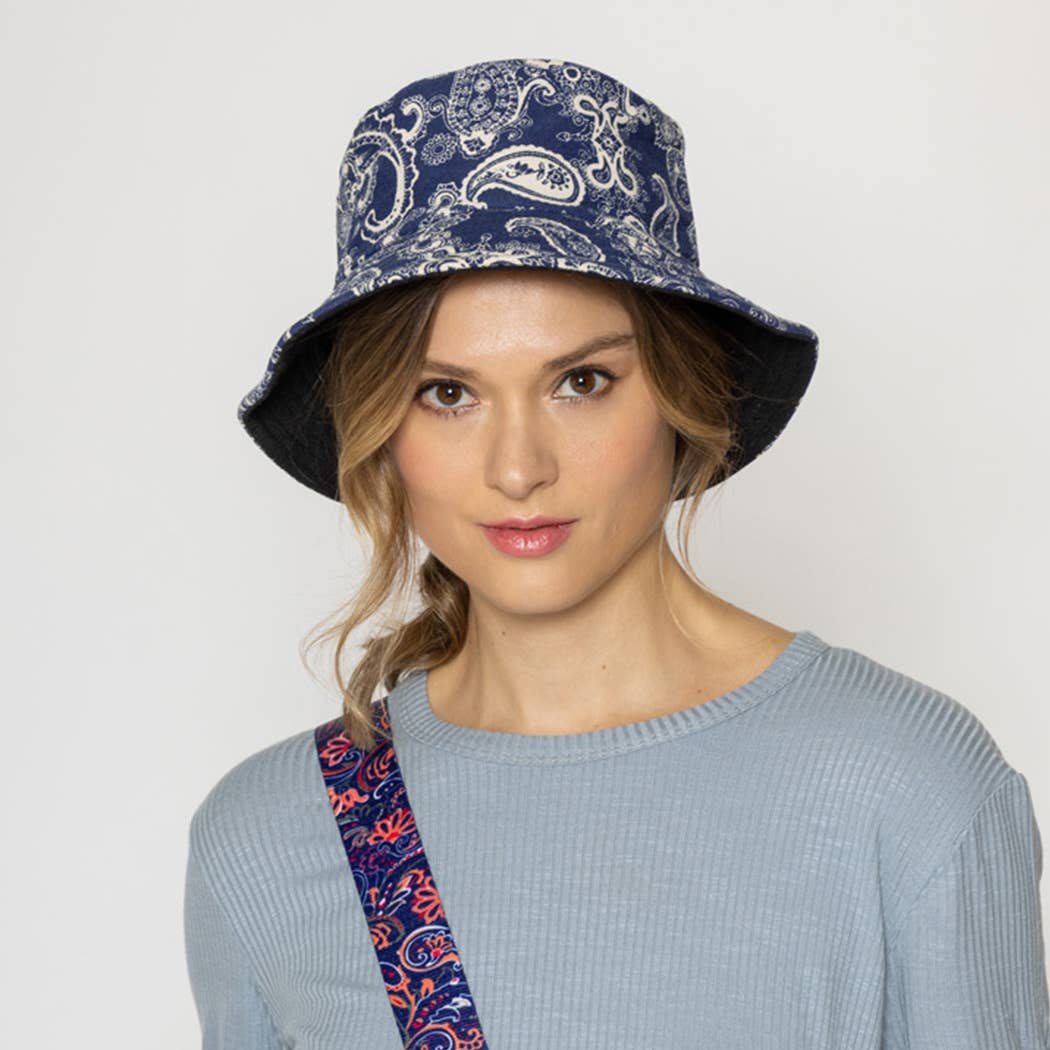 Fashion City - Venta al por mayor Gorro estilo pescador - Mujer - Sombrero de pescador reversible con estampado de paisley bandana5