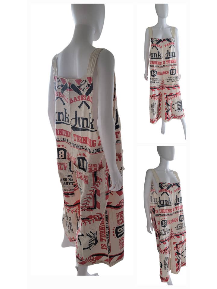 Evergreen Guardian Imports - Wholesale Jumpsuit - Women's - T2429 Flour Sack Cotton Jumpsuit With Straps - Junk Baseball7