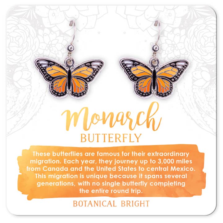 Botanical Bright - Wholesale Dangle Earrings - Monarch Butterfly Dangle Earrings