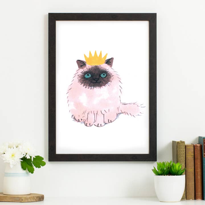 Cat in Crown Hat Print for wholesale by Jo Clark Design