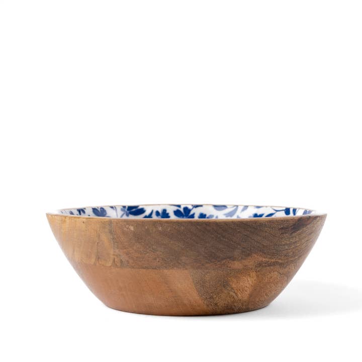 Elyse Breanne Design - Wholesale Serve Bowl - Porcelain Floral Mango Wood Bowl1