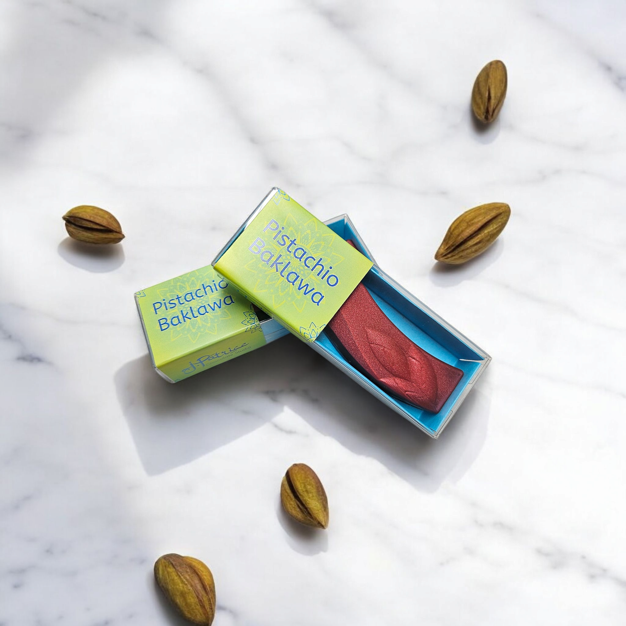 J. Patrice Chocolate Studio - Vente Barre chocolatée - Barre de Baklawa à la Pistache (Barre de Chocolat de Dubaï)2