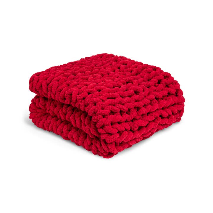 DEMDACO - Wholesale Throw Blanket - Chunky Knit Throw Blanket - Cranberry