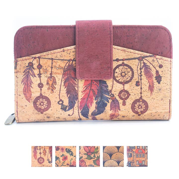 Natural Cork Printed Cardholder Wallet for Women BAG-2247 for wholesale by Meninas Bonitas Cork