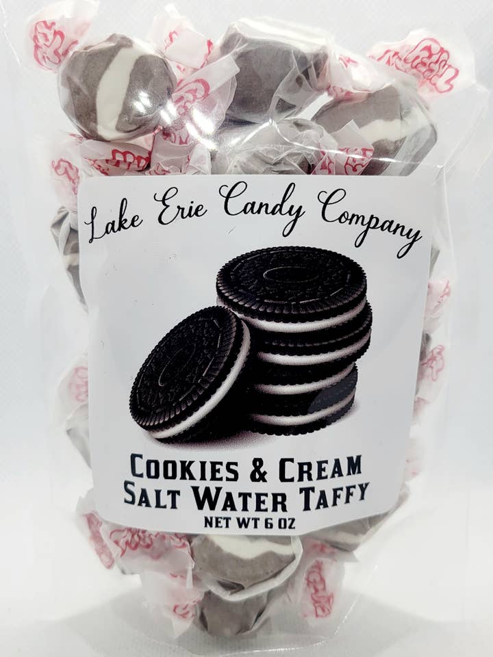 Cookies & Cream Salt Water Taffy for wholesale by Lake Erie Candy Company