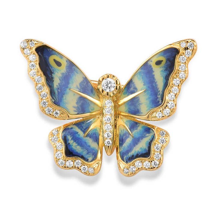 Forgyldt Sterling sølv sommerfugl broche for kvinder for engroshandel hos Namana