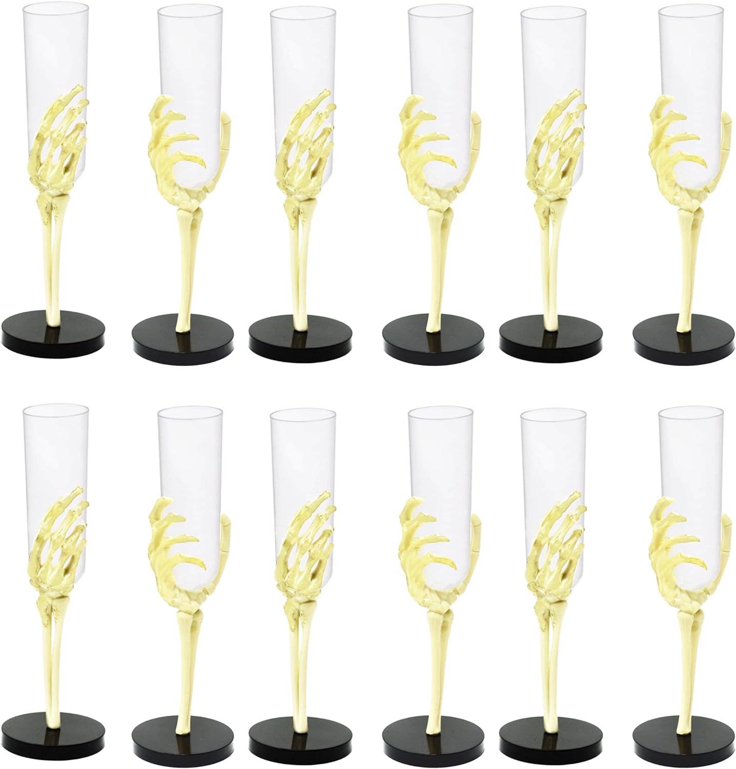 4E's Novelty - Vente Verres à cocktail/alcool - Flûtes en forme de main de squelette 4E's Novelty, lot de 12 - Gobelets à cocktail en plastique transparent pour Halloween (80 ml) - Verres à vin d'Halloween pour fêtes effrayantes1