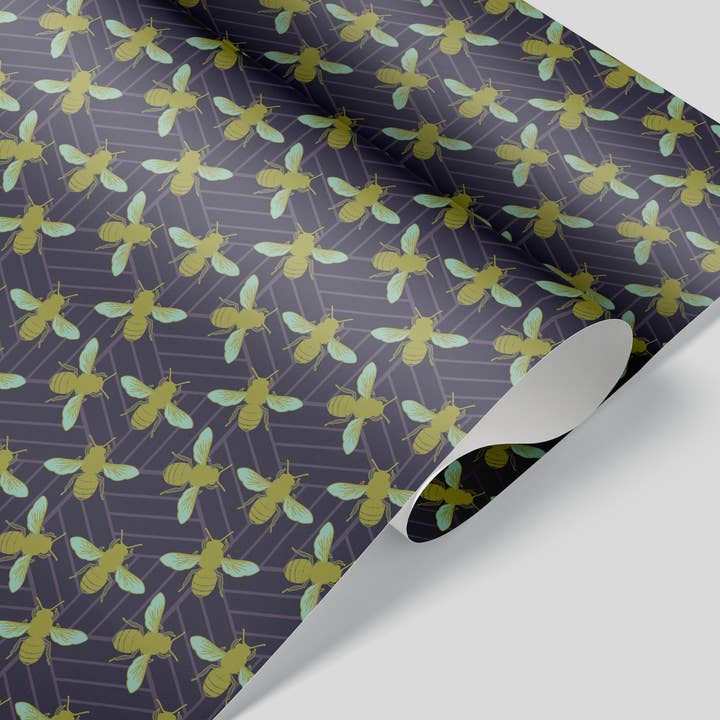 Bees 2 / Artisanal Wrapping Paper Sheets for wholesale by Brianna Reagan Creates
