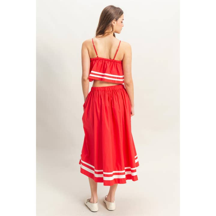 HYFVE - Wholesale Top & Skirt Set - Women's - HF25E478-SET-Contrast Detail Top And Midi Skirt Set