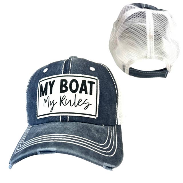 MY BOAT MY RULES | DISTRESSED | UNISEX HAT for wholesale by dkhandmade