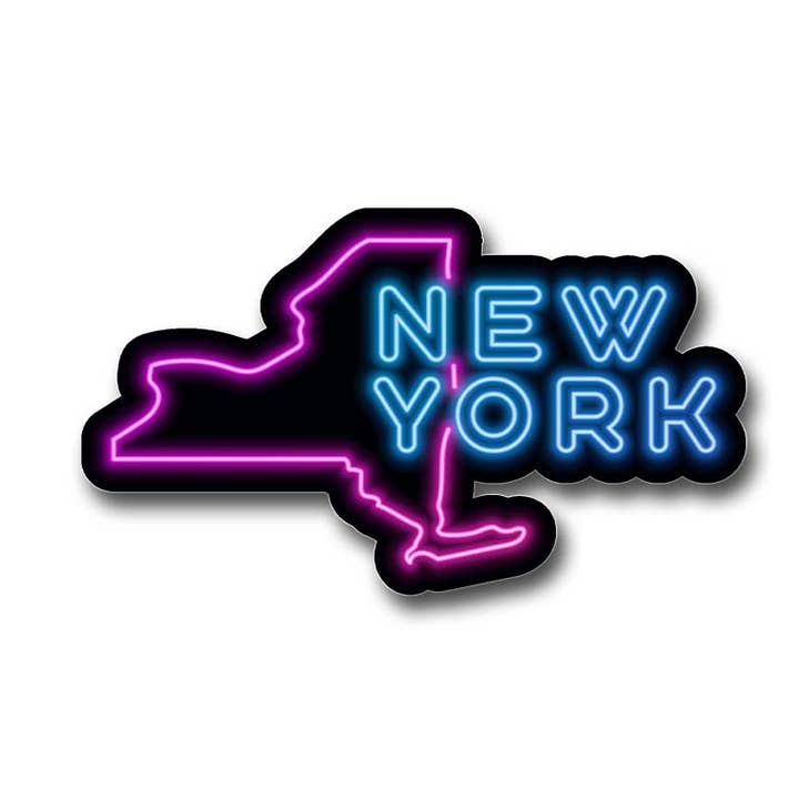 CJ's Sticker Shop - Wholesale Sticker - New York Neon State Outline Sticker Vinyl Decal0