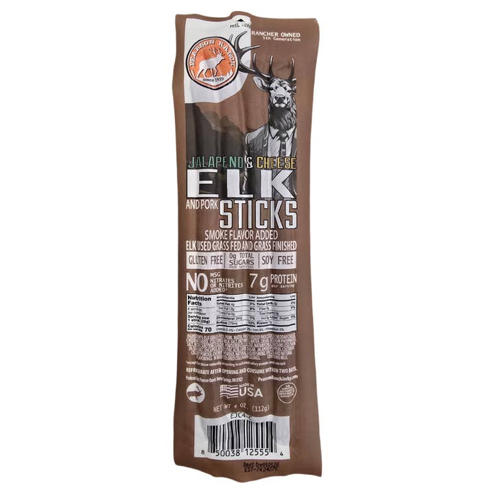 Elk Jalapeno Cheese Snack Stick Multi-Pack for wholesale by Pearson Ranch Elk & Bison Jerky