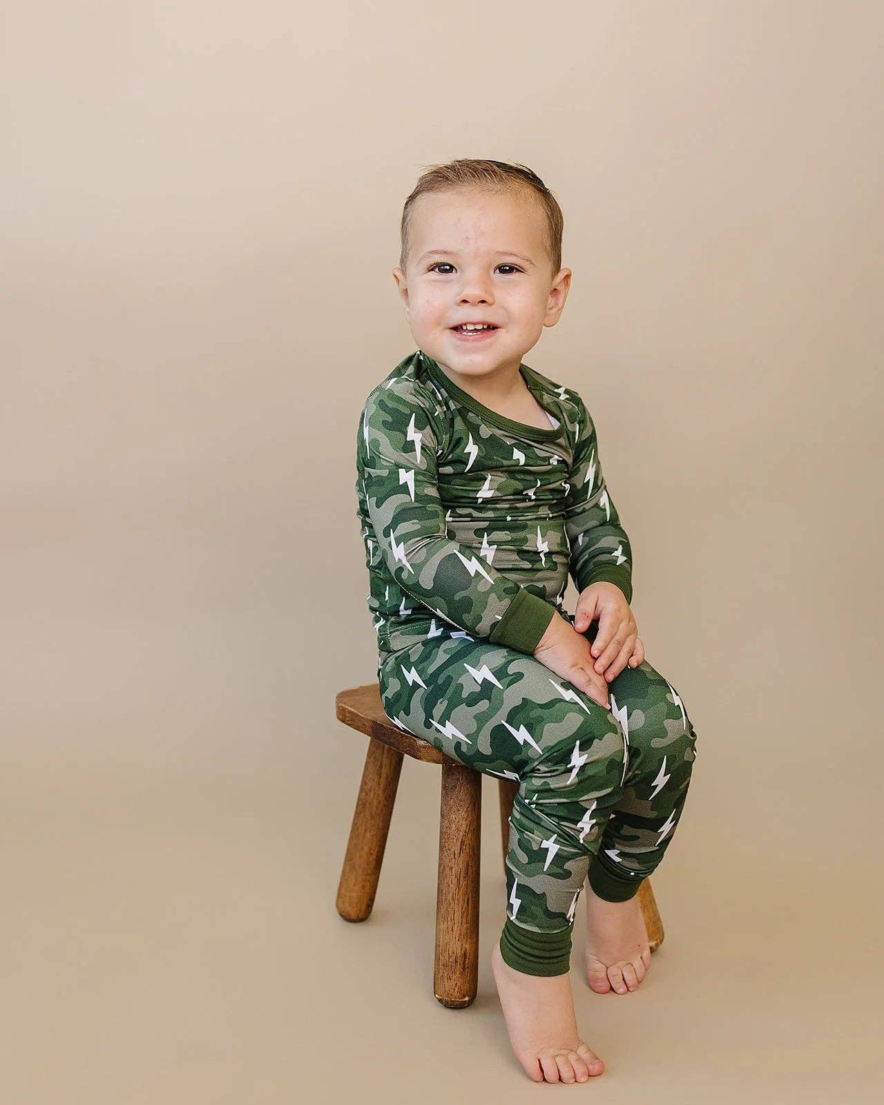 Lucky Panda Kids - Wholesale Sleepwear Set - Kids - Bamboo Two Piece Set | Green Camo Bolts14