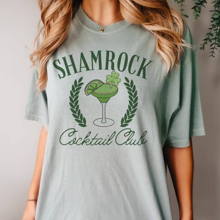 Par.tees by Party On! - Wholesale Screen Printed T-Shirt - Women's - Shamrock Cocktail Club St. Patrick's Day Vintage Graphic Tee