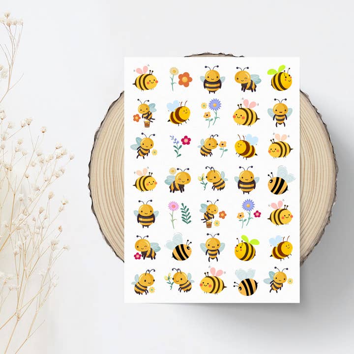 Sticker Sheet Buzzing Bees and Flowers for wholesale by Sticker Varia