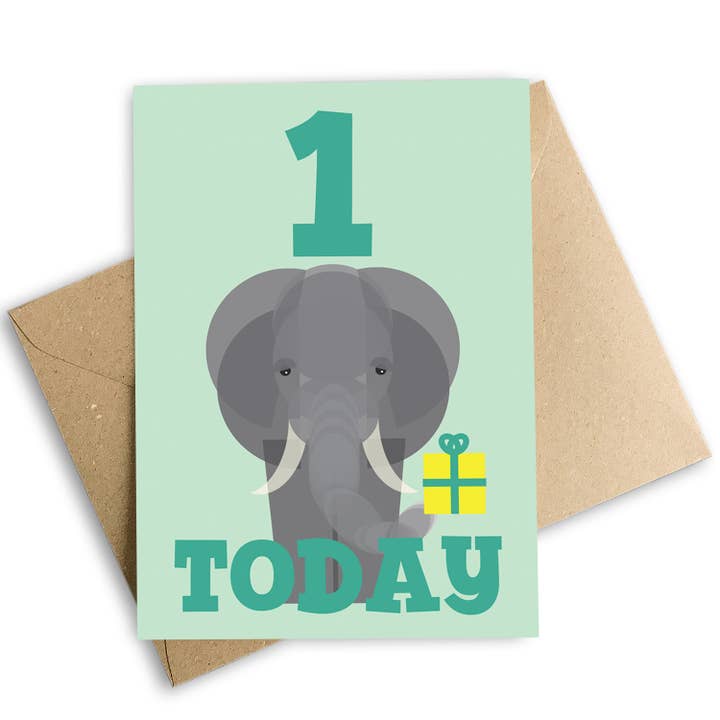 1 Today Elephant 1st Birthday Card for wholesale by Cloud Cuckoo Design