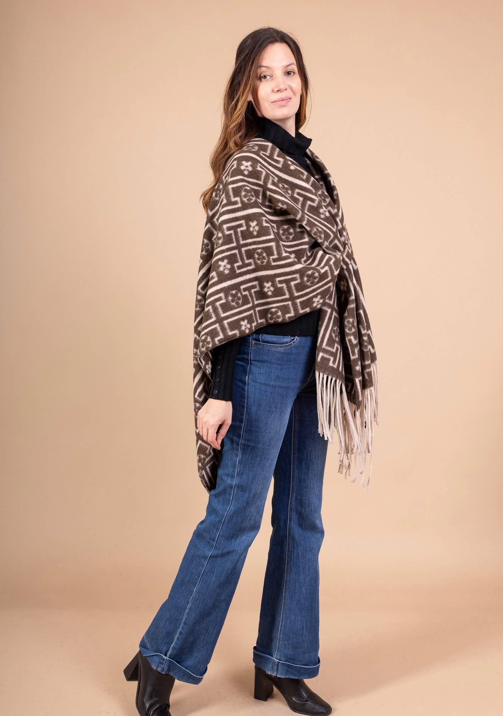 LINEN & COTTON HOUSE - Vente Poncho – femme - 40811 PONCHO IMPRIME AUTUMN WINTER CLOTHING 17