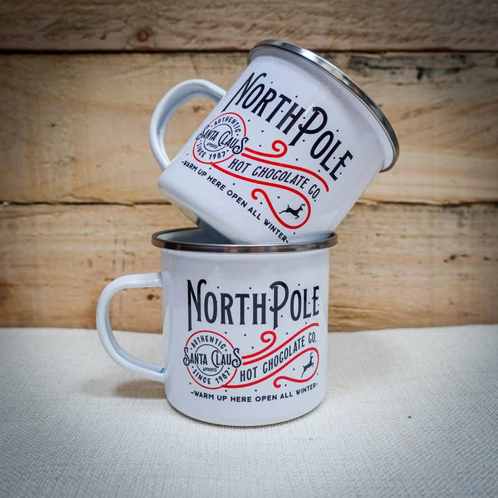 EllieBeanPrints – wholesale Coffee mug – North Pole Enamel Christmas Camping Mug | Christmas Mug3