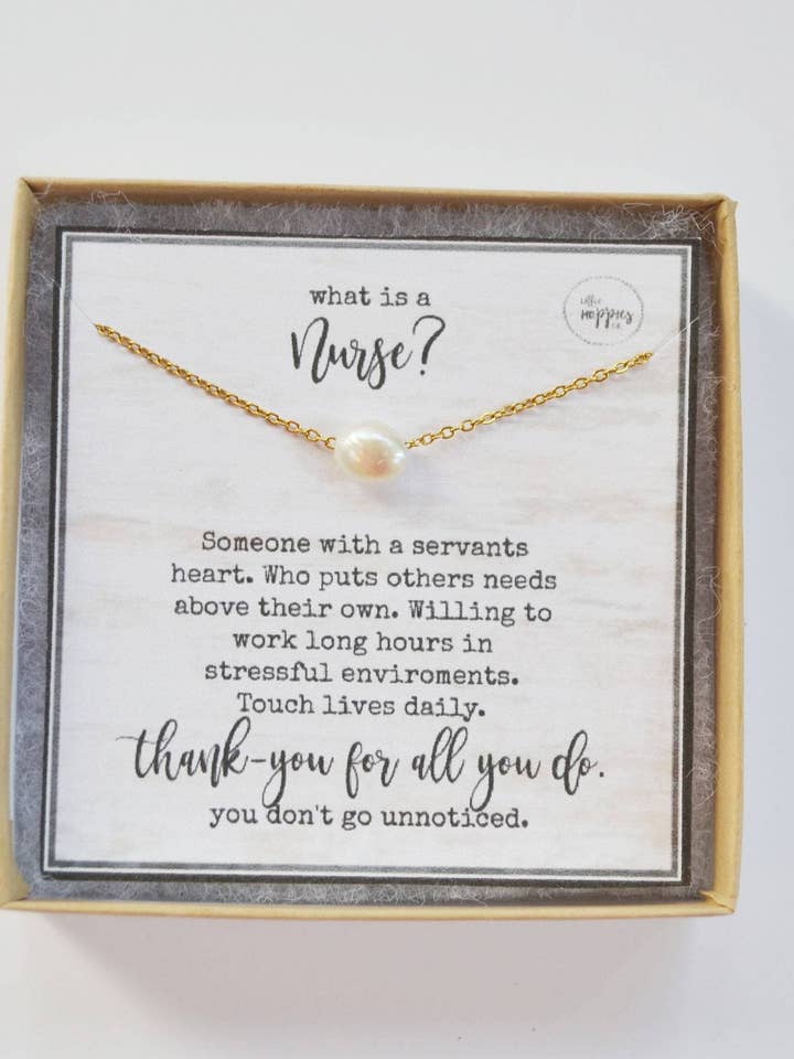 Nurse Necklace, Pearl Necklace, Nurse Appreciation Gift, Thank You Gift for Nurse, Graduation Gift, Registered Nurse Gifts, Nursing Necklace for wholesale by Little Happies Co