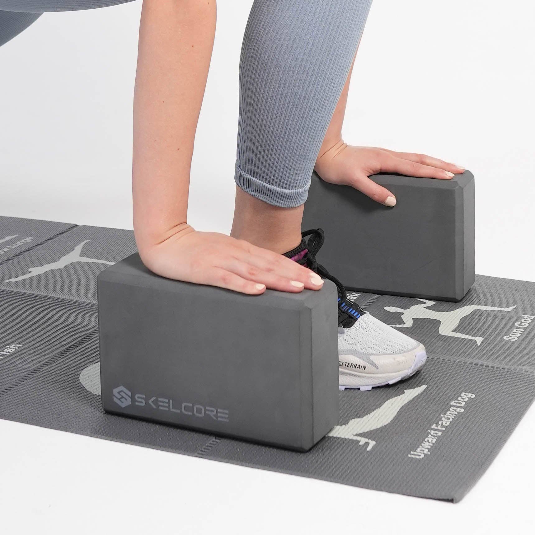Grey Skelcore Travel Yoga Mat and Blocks Set for wholesale on Faire10