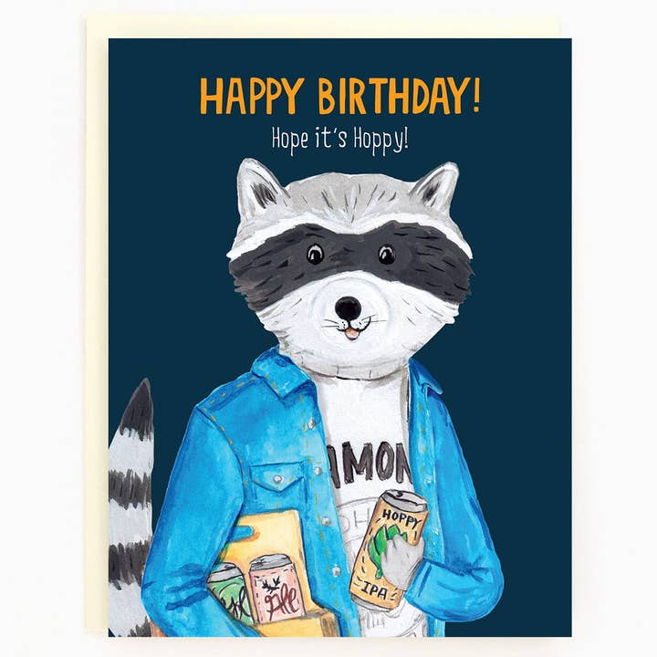 The Paperhood - Wholesale Birthday Card - Birthday Raccoon Beer Card