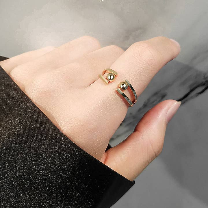Perimade & Co. LLC - Wholesale Band/Stacked Ring - Round Beads Anxiety Fidget Spinner Ring in Solid Copper