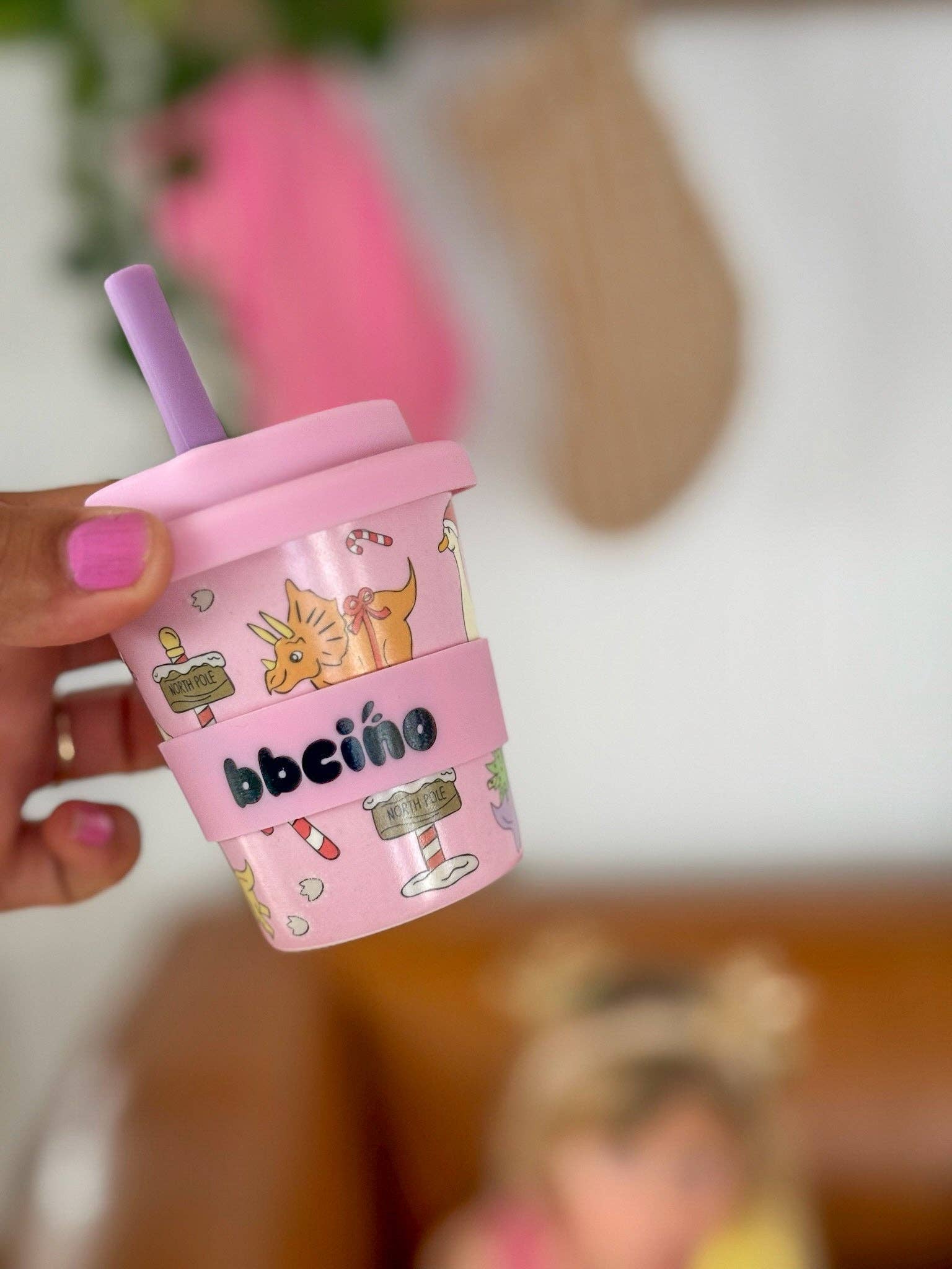 BBcino - Wholesale Drinking Glass/Cup - Kids & Baby - Santa’s Little Sipper in Pink - 120ml (STRAW INCLUDED)2