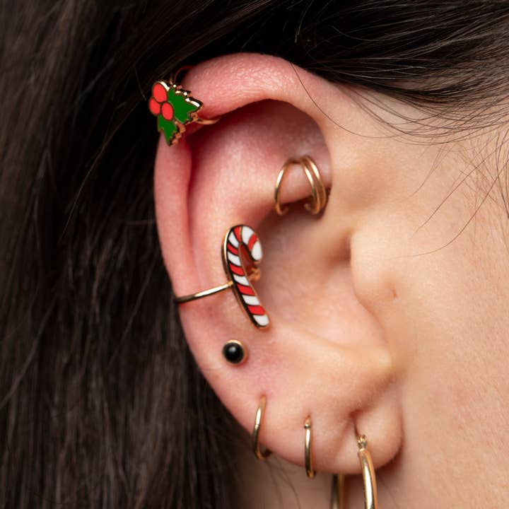 Holly & Candy Cane Ear Cuffs for wholesale by Yellow Owl Workshop