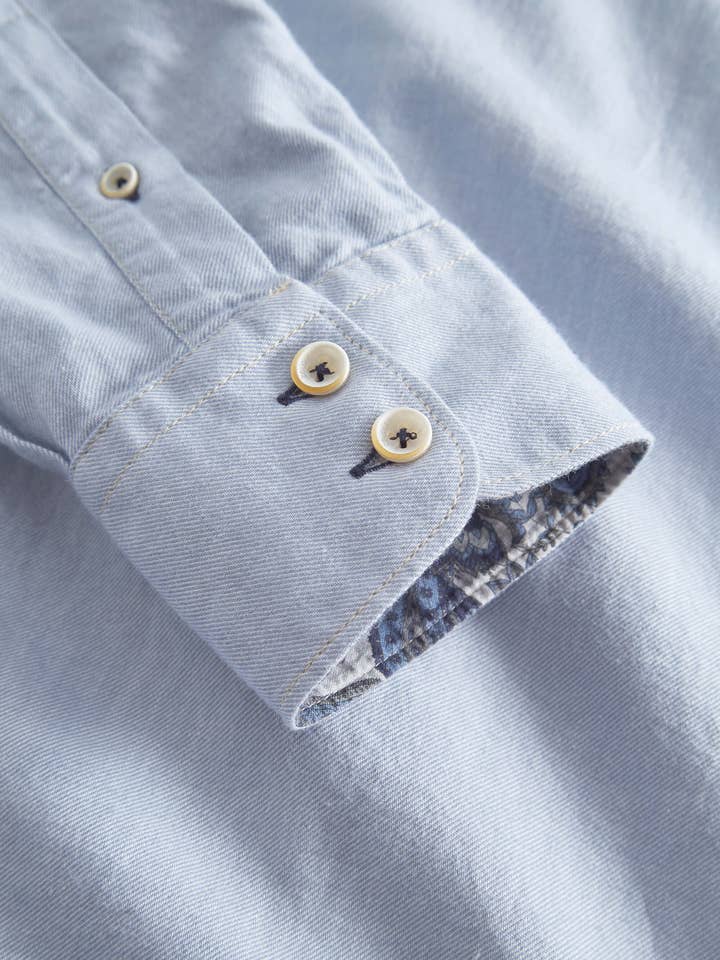 COLOURS & SONS - Vente Chemise à col boutonné – homme - Chemise basique en twill - Lake