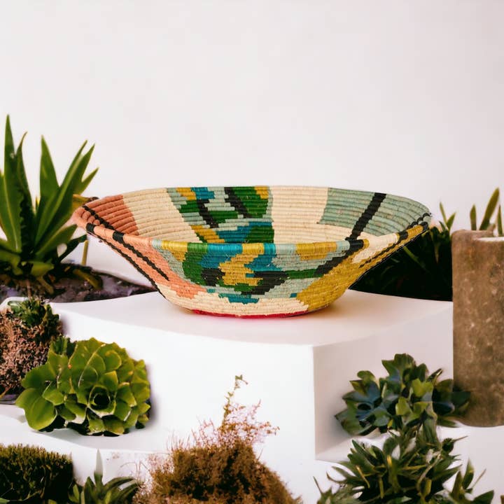 The African Home Goods - Wholesale Decorative Plate/Dish/Bowl - African Uganda Woven Bowl - Blissfull Brights Woven Bowl 164