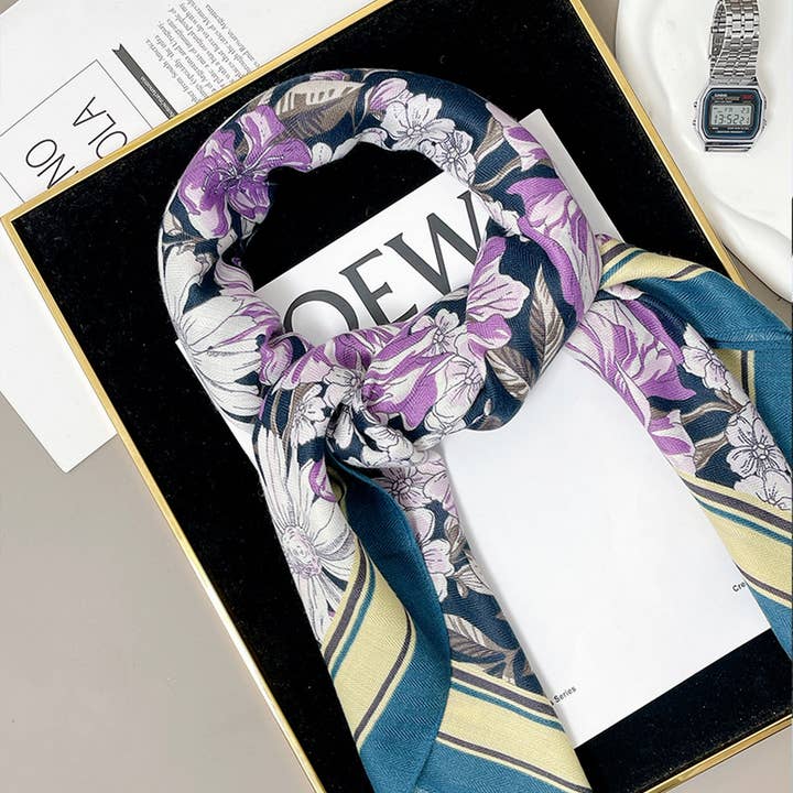 ACCITY - Wholesale Scarf - Women's - 90cm Floral Velvet Wool Scarf Shawl for Winter_CWASC08922
