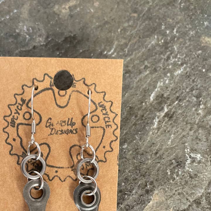 Recycle Bike chain and Spacer Earring for wholesale by GearsUp Designs