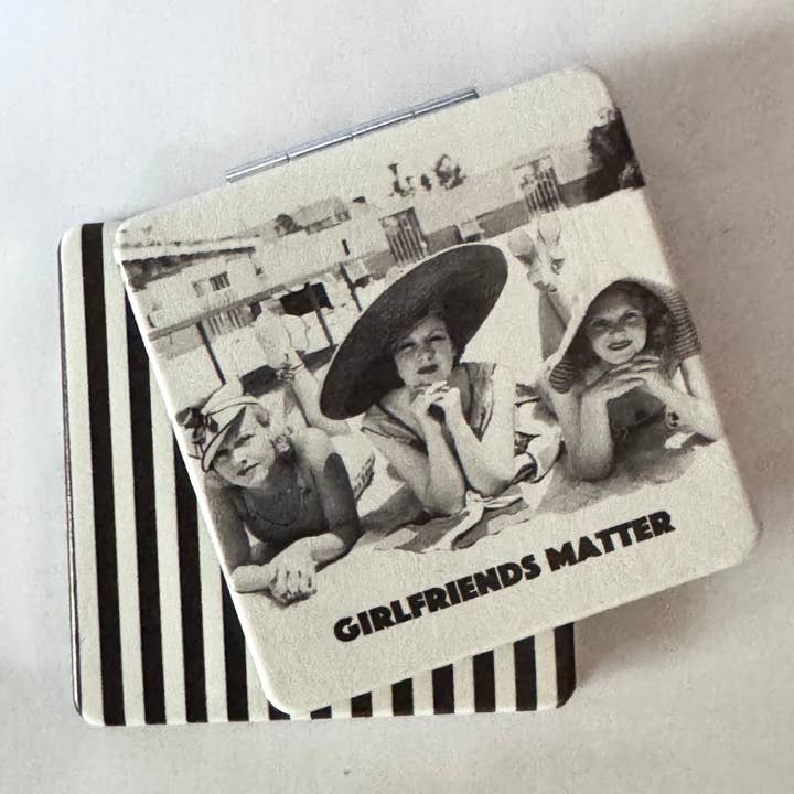 CMIR-HAT compact mirror Girlfriends matter 3 girls in hats for wholesale by My Favorite Things