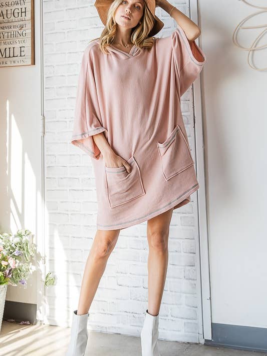 BUCKETLIST INC – wholesale Dress – Women's – D3094 Hooded Sweatshirt dress With Pockets8