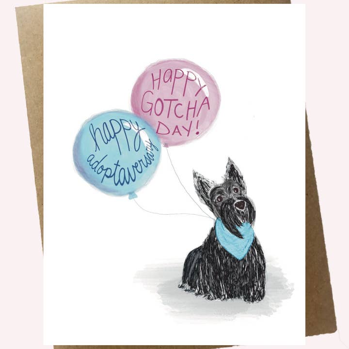 The Fancy Doodle Paperie - Wholesale Birthday Card - Gotcha Day Adoptaversary Birthday Scottie Dog