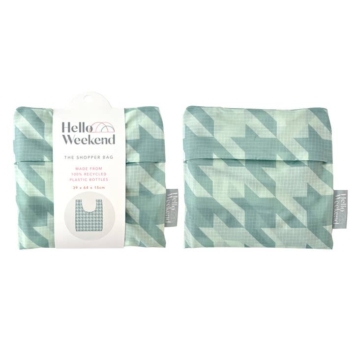 Hello Weekend - Wholesale Grocery/shopping bag - Sage Houndstooth - Shopper Bag7