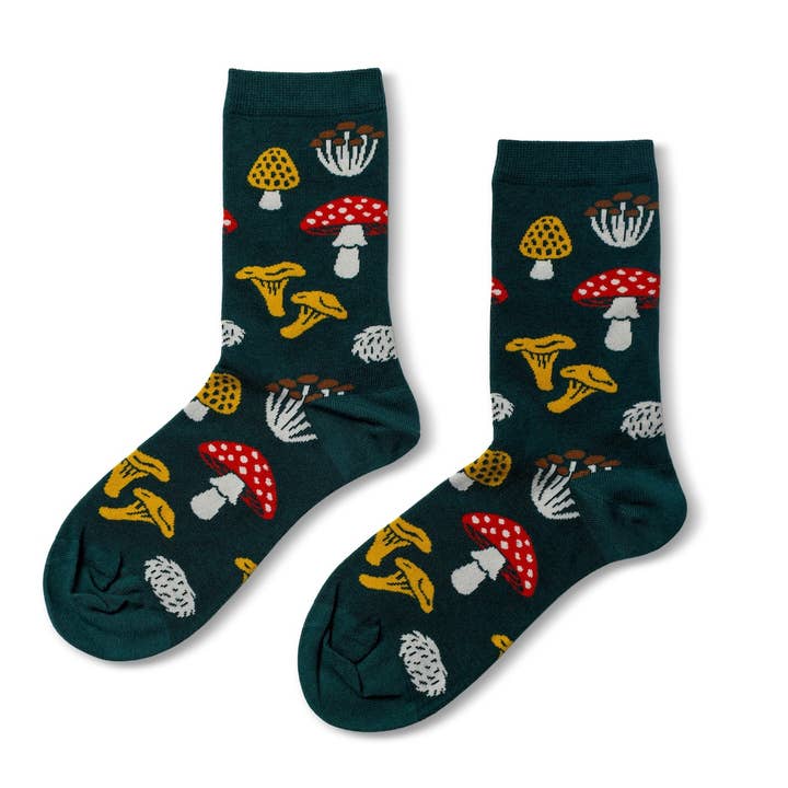 Forest Fungi - Small Crew Socks for wholesale by Yellow Owl Workshop