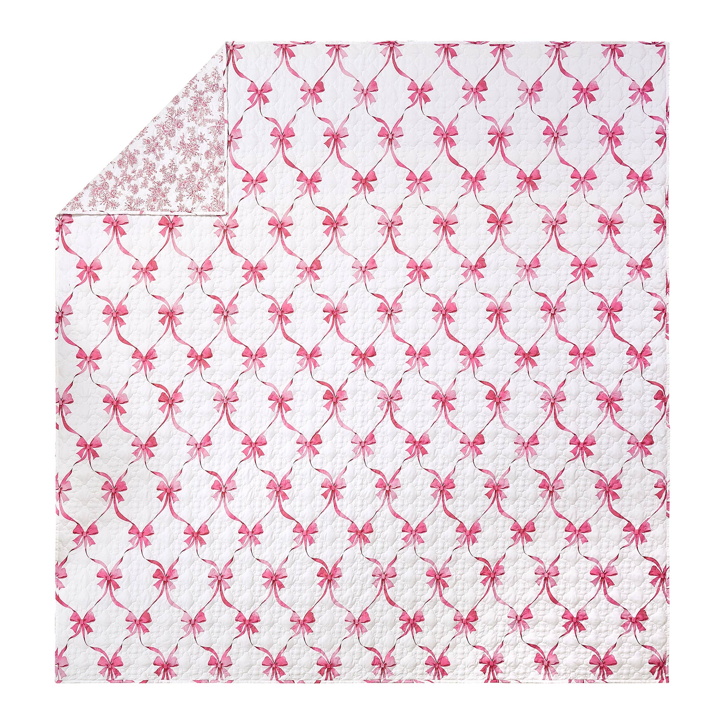 Peking Handicraft - Wholesale Bedding Set - ABIGAIL BOW QUILT SET - Pink - Modern heirloom3