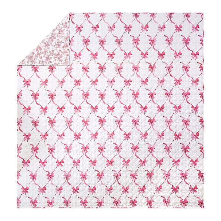Peking Handicraft - Wholesale Bedding Set - ABIGAIL BOW QUILT SET - Pink - Modern heirloom3