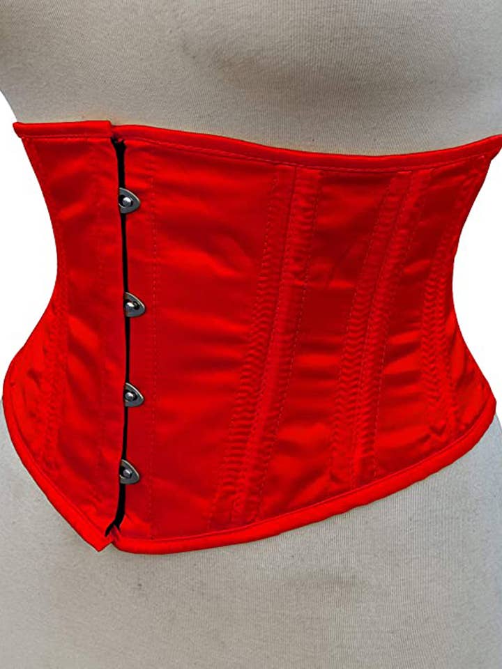 Corsetto sottoseno disossato in acciaio, satinato, rosso per la vendita all'ingrosso da parte di Kicky Imports LLC