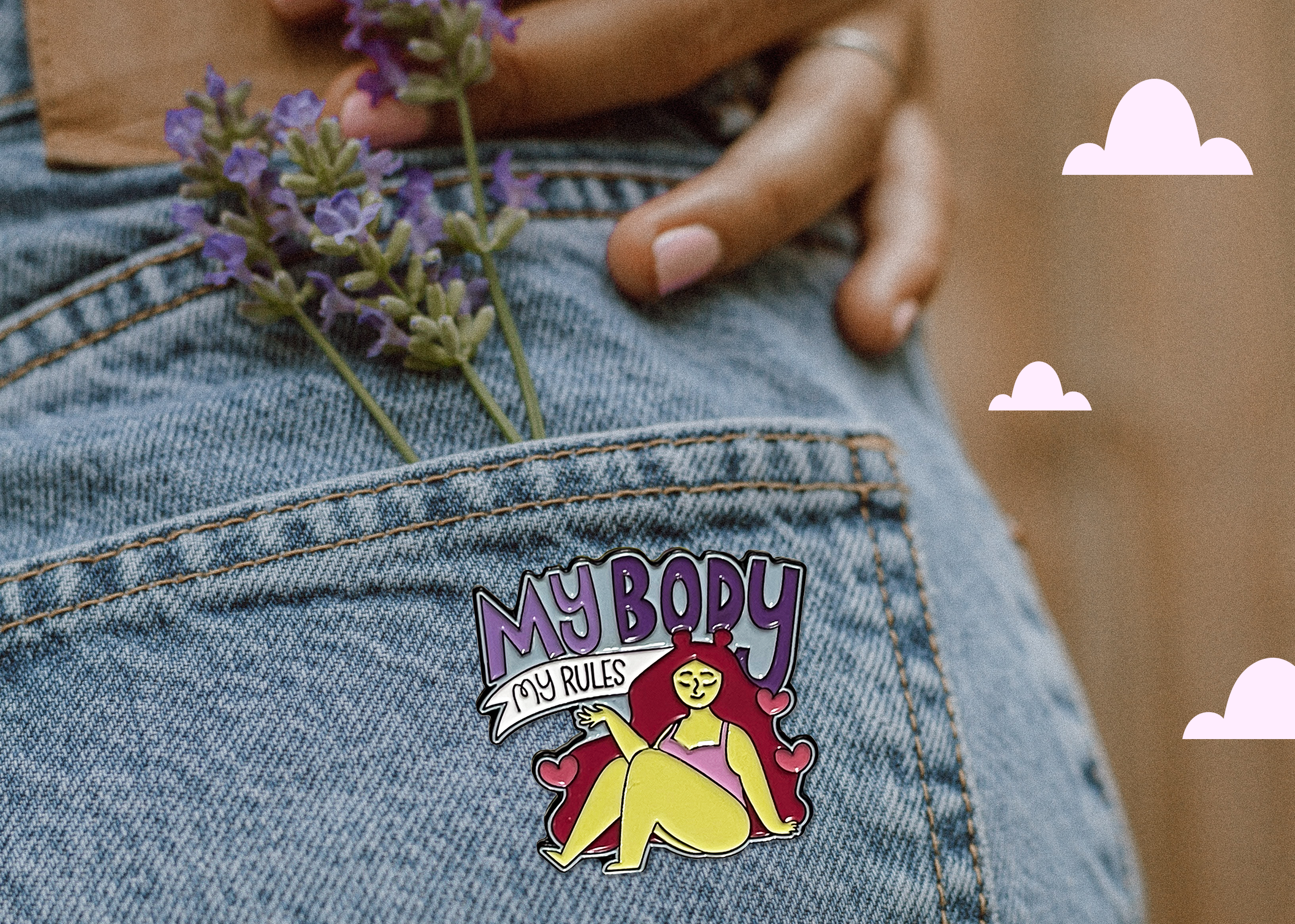 Neha Lee Designs - Wholesale Lapel Pin/Button - My body my rules enamel pin5