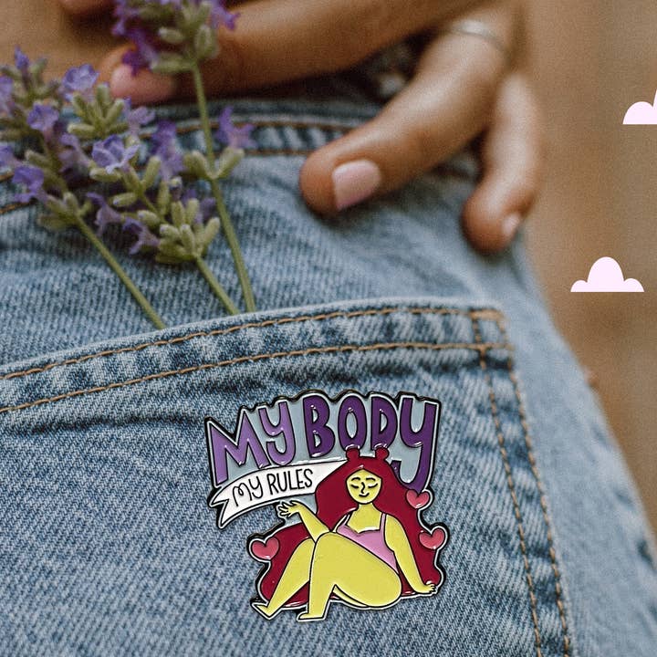 Neha Lee Designs - Wholesale Lapel pin/button - My body my rules enamel pin5