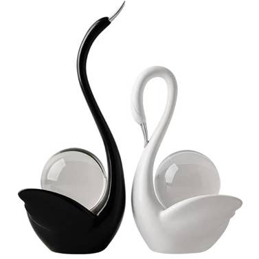 Couple Swan Black and White with Crystal balls for wholesale by Original Source