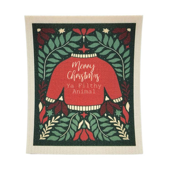Merry Christmas Sweater Swedish Dishcloth - Christmas Decor for wholesale by Driftless Studios