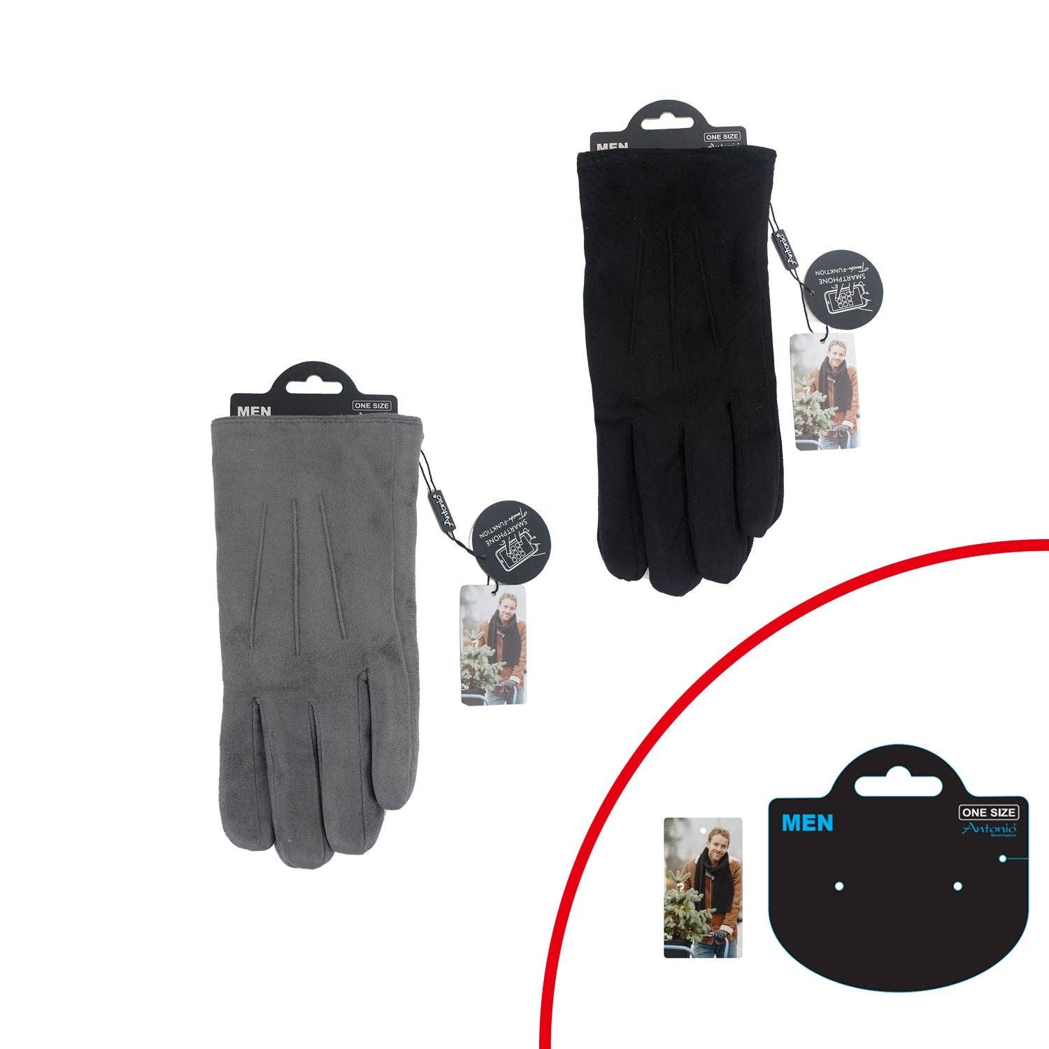 VewoTex - Wholesale Gloves - Men's - Men's Winter Gloves » Lined Gloves » Winter Gloves with Teddy Lining » Suede with Lines » Finger Gloves with Smartphone Touch Function2