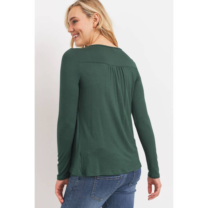 Hello Miz - Wholesale Knit Top - Women's - Overlap Jersey Knit Nursing Long Sleeve Top